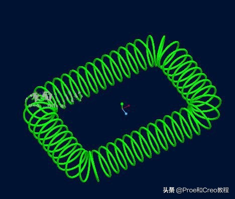 Proe/Creo可变截面扫描创建回环弹簧（含3D素材领取）