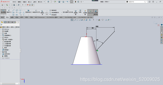 用SOLIDWORKS钣金绘制斜面上带有直筒的喇叭口