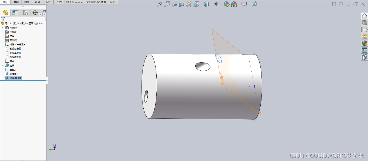 圆柱表面如何建立斜孔？SOLIDWORKS来帮您！