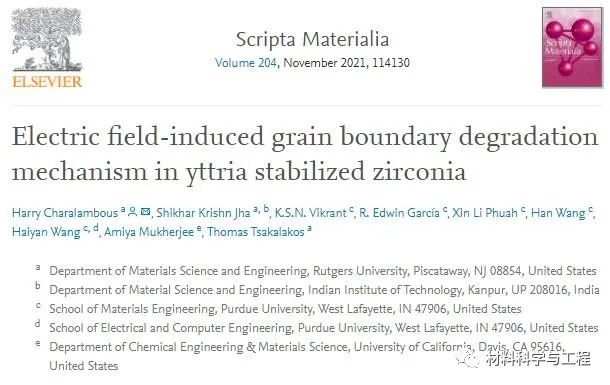 《Scripta Materialia》电场诱导的晶界退化机制！的图1