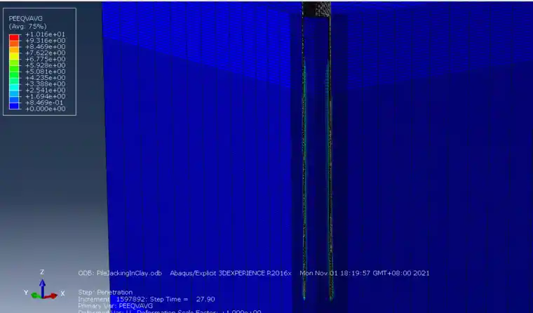 ABAQUS CEL (例8) 海上开口桩贯入软粘土的图3