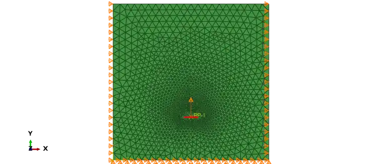 ABAQUS 小应变分析(例1) 2D板锚或螺旋锚的上拔的图1