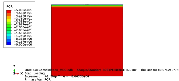 ABAQUS 小应变分析(例4) 修正剑桥模型(MCC)模拟粘土的比奥固结的图4