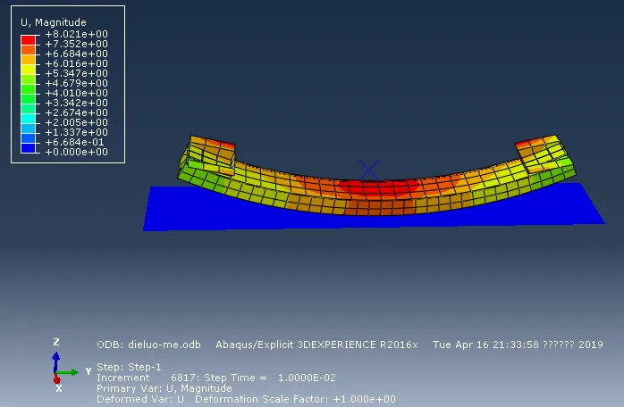 Hyperworks+ABAQUS中模拟保险杠从1米高度跌落至刚性地面的图4