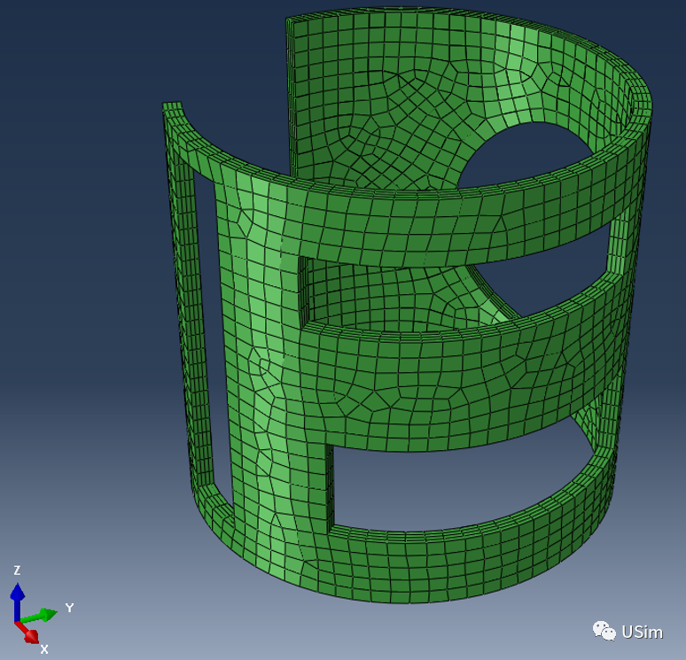 [Abaqus wrapMesh教学] 三句Python脚本实现网格卷曲的图9