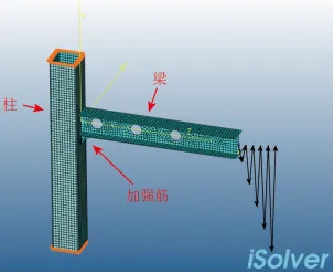 【iSolver案例分享62】钢结构梁柱接头的循环载荷模拟的图1