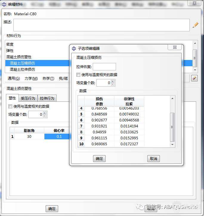 ABAQUS C80砼损伤参数的图11