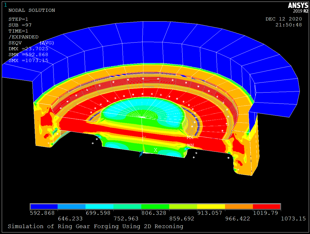 APDL Showcase4: 圆盘锻造-网格重划分分析的图22