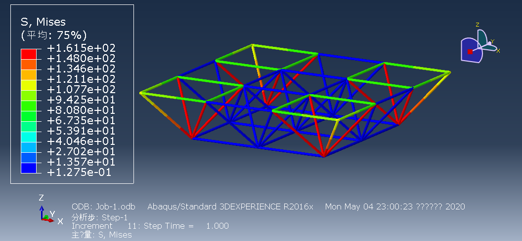 Abaqus 三维刚架与桁架模型分析的图16