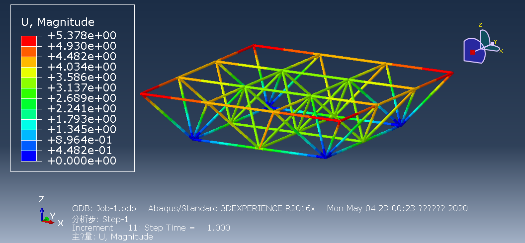 Abaqus 三维刚架与桁架模型分析的图14