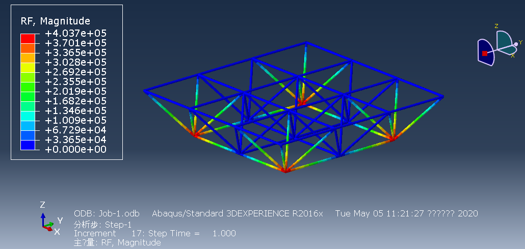 Abaqus 三维刚架与桁架模型分析的图15