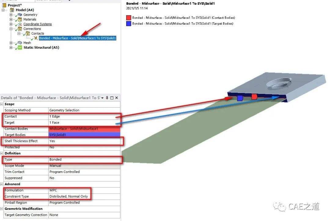 ANSYS不同单元类型连接专题(三)—Solid-Shell连接的图8