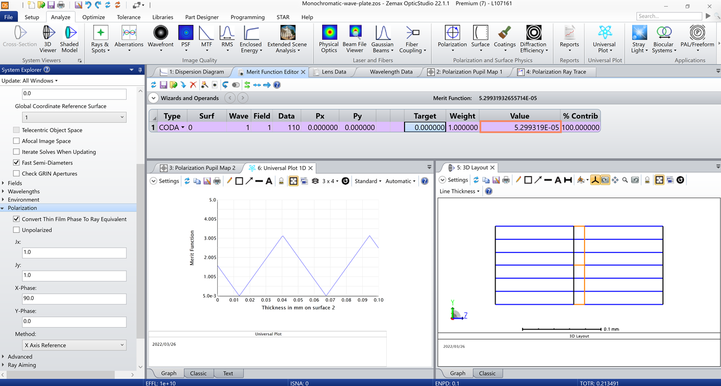 Ansys Zemax光学设计软件技术教程：如何在OpticStudio中建模和设计真实波片的图10