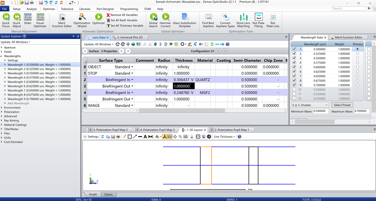 Ansys Zemax光学设计软件技术教程：如何在OpticStudio中建模和设计真实波片的图12