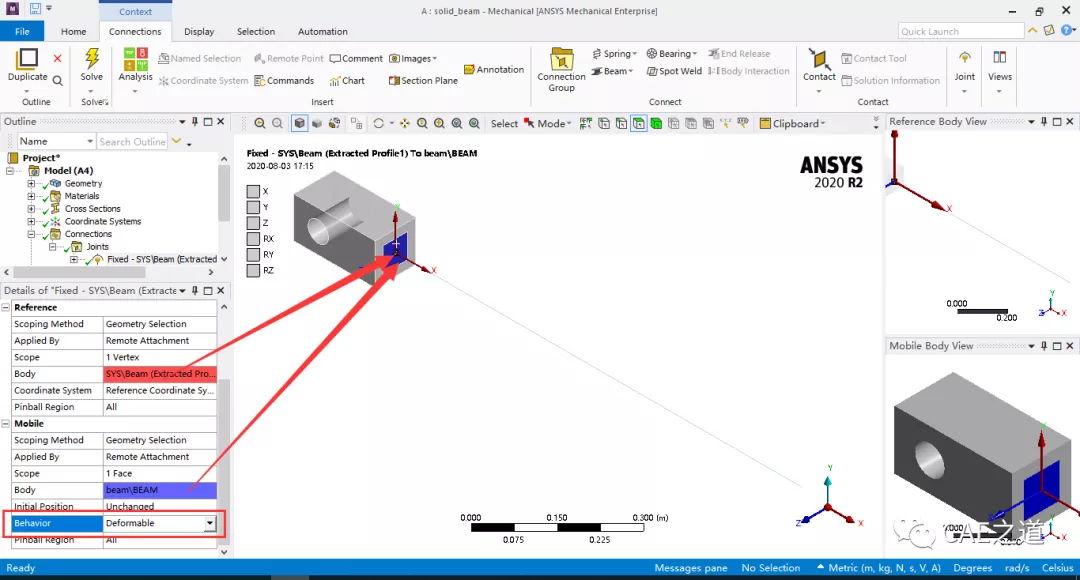 ANSYS不同单元类型连接专题（二）Solid-Beam单元的连接（类型二）的图10