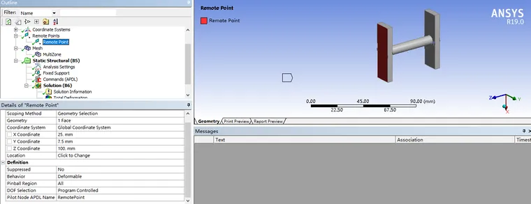 Workench中的Remote Point、Remote Force 和远端位移用法的图1