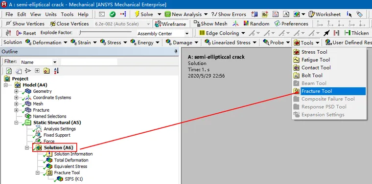 Ansys Workbench建立半椭圆裂纹和随机裂纹的图11