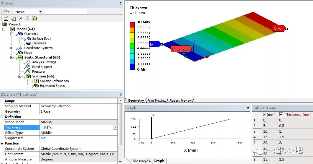 ansys workbench中设置变厚度壳单元的图8