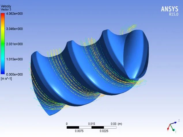 WORKBENCH流固耦合案例#292-螺杆（单）挤出机流场和应力仿真的图29