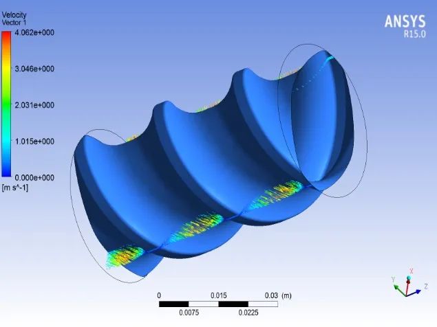 WORKBENCH流固耦合案例#292-螺杆（单）挤出机流场和应力仿真的图33
