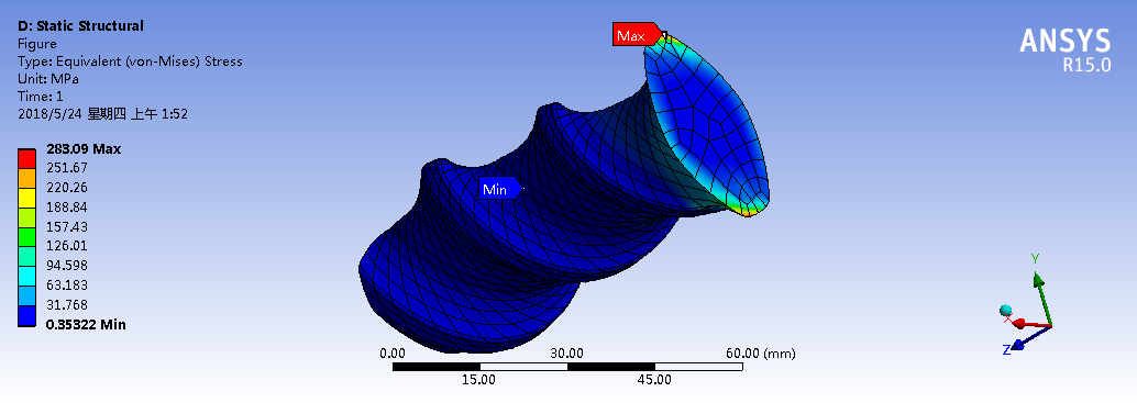 WORKBENCH流固耦合案例#292-螺杆（单）挤出机流场和应力仿真的图53