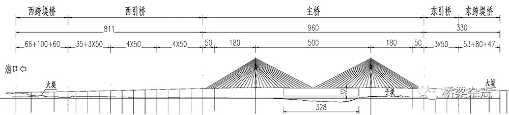 国内首座独柱分离式主梁钢塔斜拉桥的图3