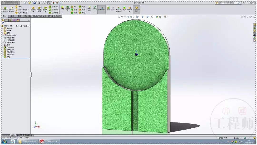 用SolidWorks设计的曲柄三滑块机制的图2