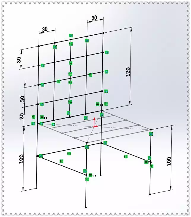 用SolidWorks焊件建模的方钢铁椅的图3