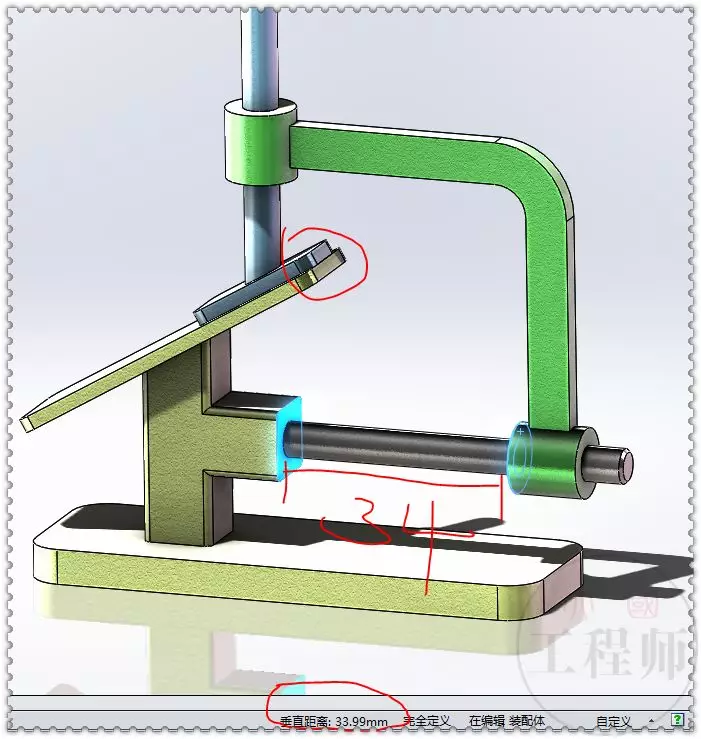 用SolidWorks设计的简单楔形机构的图19