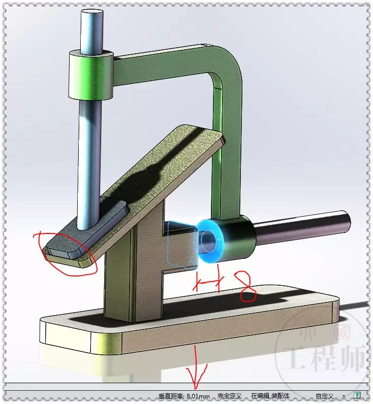 用SolidWorks设计的简单楔形机构的图20