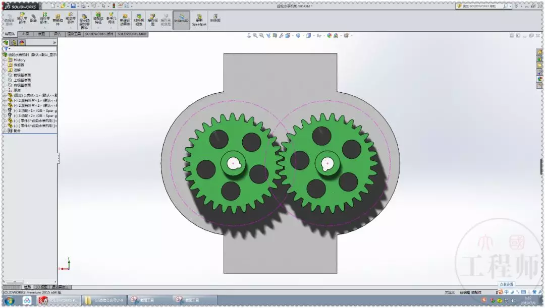 用SolidWorks设计的齿轮水表机制的图48