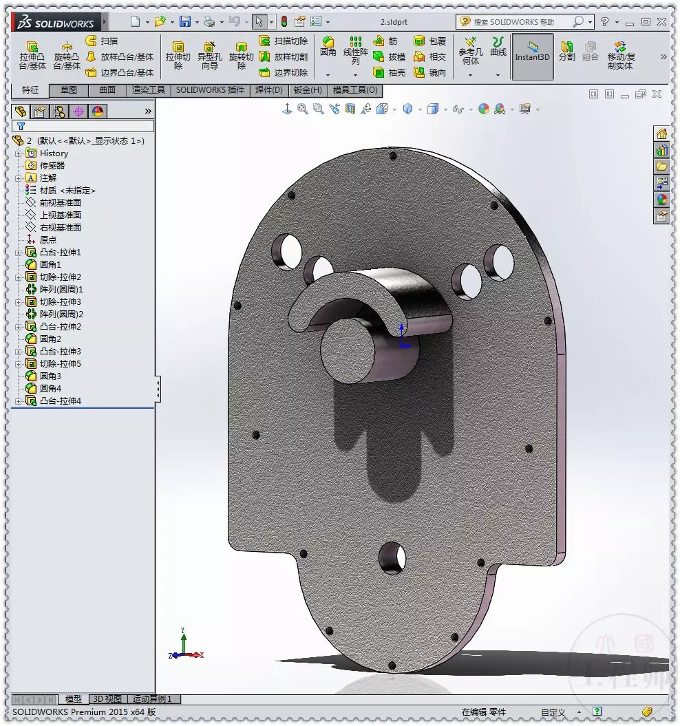 用SolidWorks设计的圆形活塞发动机机构的图3