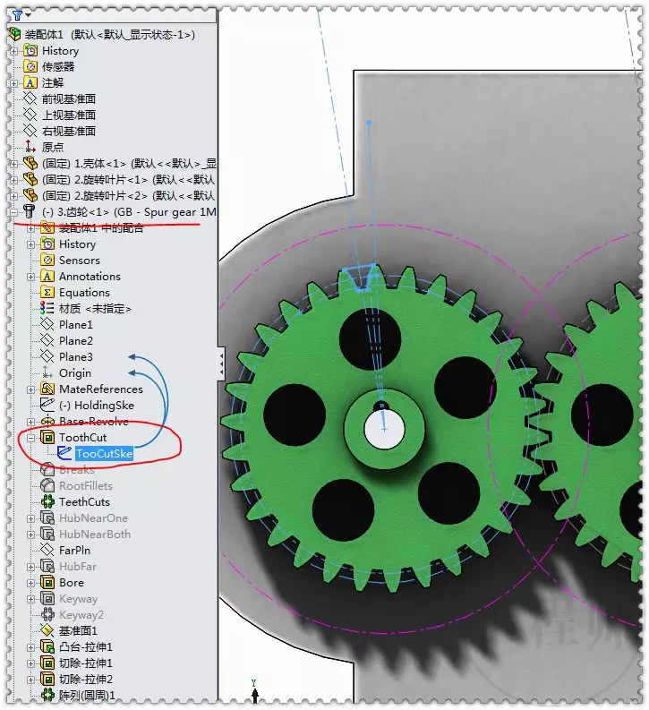 用SolidWorks设计的齿轮水表机制的图29