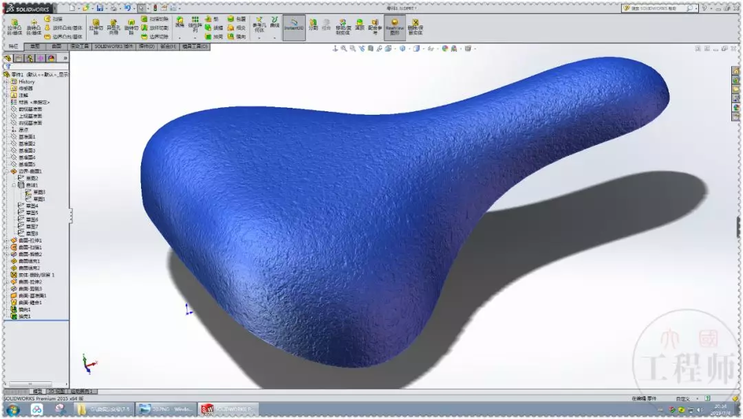 用SolidWorks建模一个自行车坐垫的图49