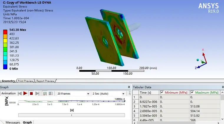 基于ANSYS WorkbehcnLS-DYNA和Explicit Dynamics侵彻分析子弹穿靶的图8