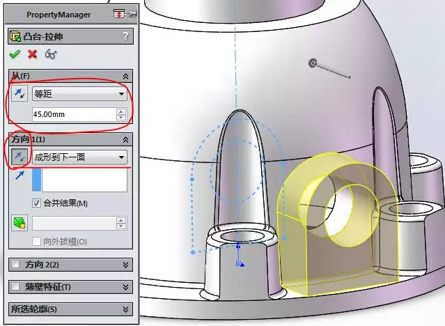 用SolidWorks画一个减速机的外壳的图34