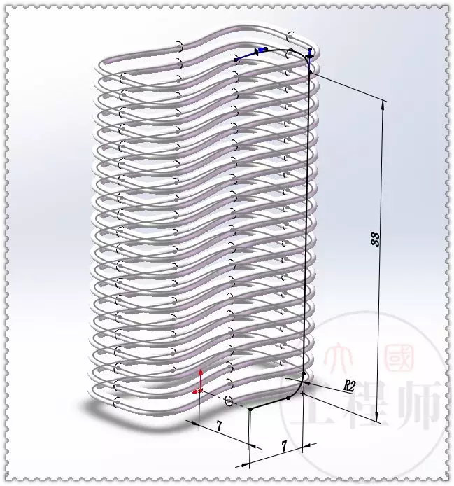 用SolidWorks建模的铜管冷却线圈的图14