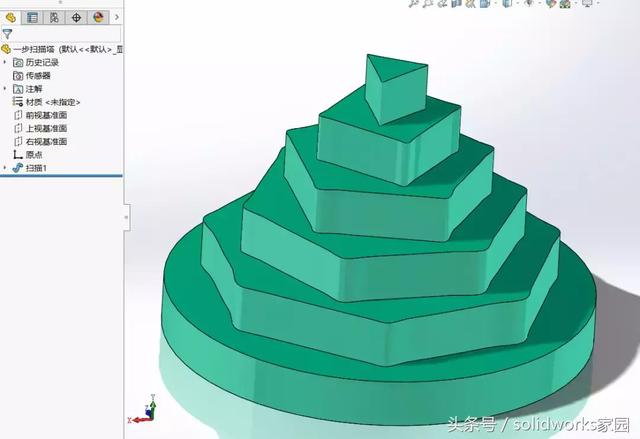 SolidWorks一步扫描变形塔的画法的图11