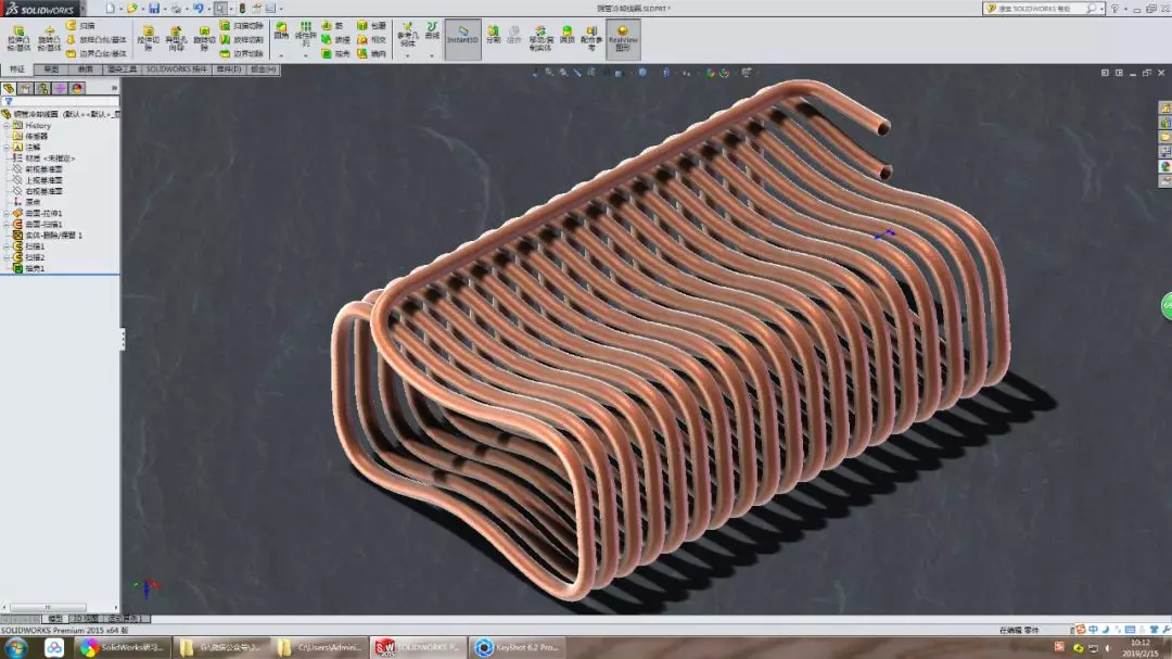 用SolidWorks建模的铜管冷却线圈的图1