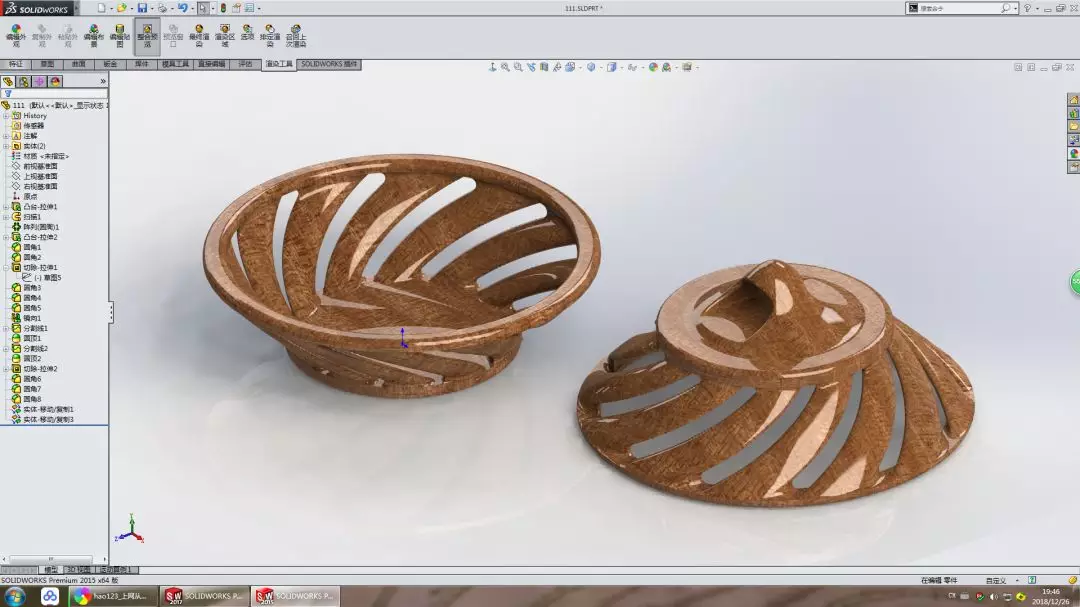 用SolidWorks建模的木盆的图2