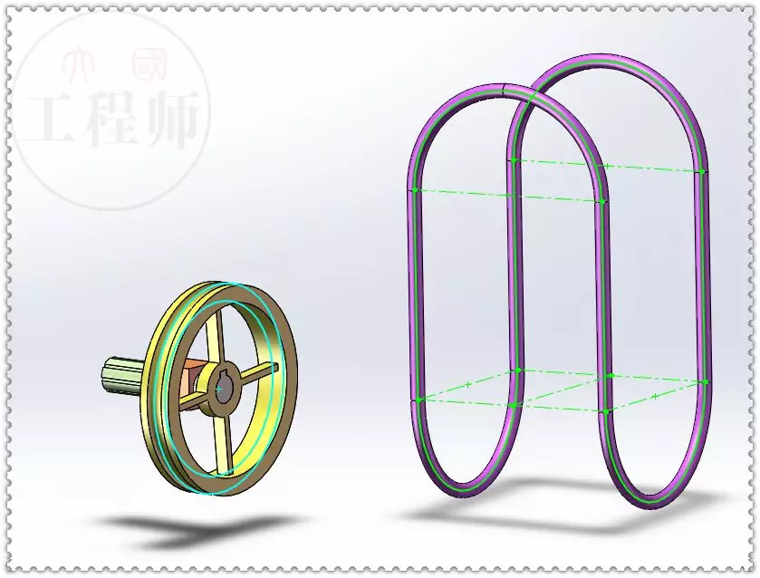 用SolidWorks画一个四轮循环带轮的图13