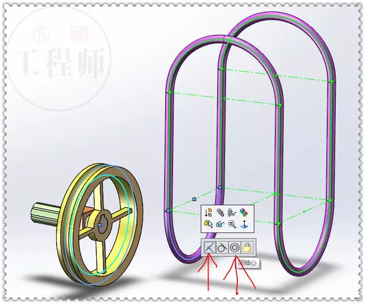 用SolidWorks画一个四轮循环带轮的图14