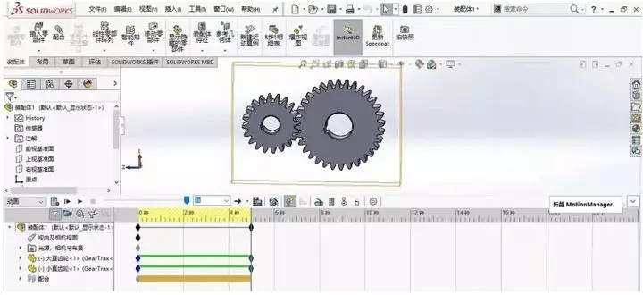 SolidWorks如何制作两个齿轮啮合动画?的图3