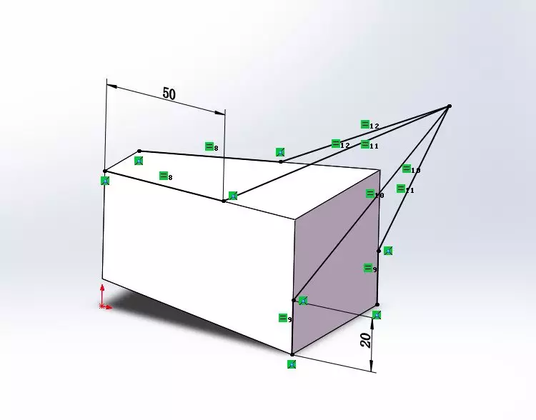 SolidWorks练习题：3D14-H05(拉伸、切除、3D草图、旋转切除、抽壳)的图8