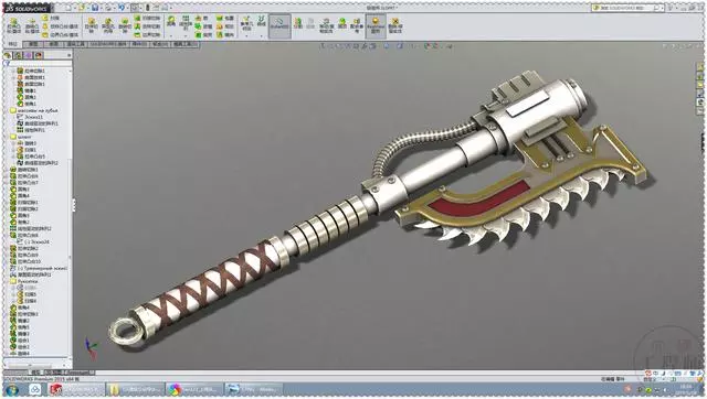 SolidWorks模型分享：游戏里的链锯大斧【转载】的图31