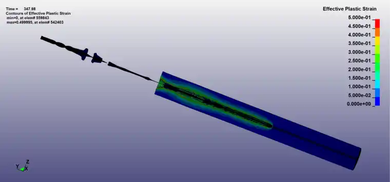 LS-DYNA导弹破甲战斗部聚能射流3D模型侵彻靶板仿真模拟的图6