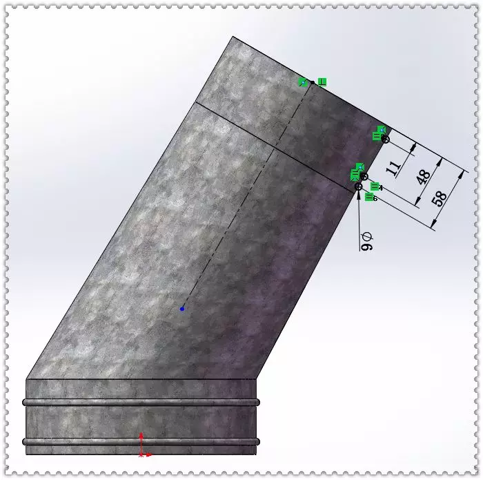 用SolidWorks实体建模的裤型三通管的图11